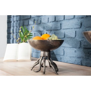 Bol de fruit 20 cm décoratif en aluminium argenté