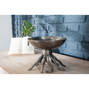 Bol de fruit 20 cm décoratif en aluminium argenté