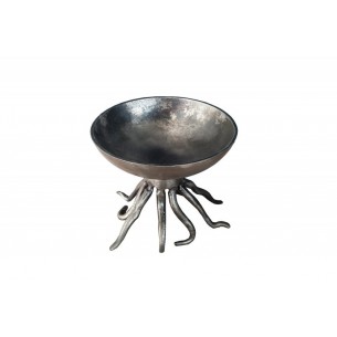 Bol de fruit 20 cm décoratif en aluminium argenté