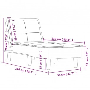 Chaise longue gris clair tissu