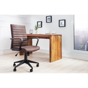 Fauteuil de bureau à roulettes confortable en microfibre coloris brun Fauteuil de bureau à roulettes confortable en microfibre coloris brun