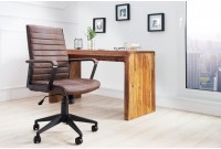 Fauteuil de bureau à roulettes confortable en microfibre coloris brun