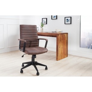 Fauteuil de bureau à roulettes confortable en microfibre coloris brun Fauteuil de bureau à roulettes confortable en microfibre coloris brun