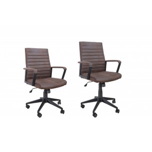 Fauteuil de bureau à roulettes confortable en microfibre coloris brun Fauteuil de bureau à roulettes confortable en microfibre coloris brun