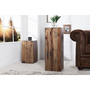 Colonne décorative marron en bois massif d'acacia