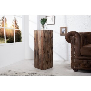 Colonne décorative marron en bois massif d'acacia
