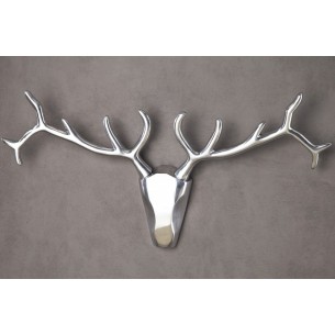 Trophée mural design Tête de Cerf 90 cm en aluminium argenté