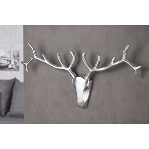 Trophée mural design Tête de Cerf 90 cm en aluminium argenté