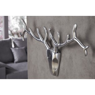Trophée mural design Tête de Cerf 90 cm en aluminium argenté