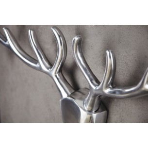 Trophée mural design Tête de Cerf 90 cm en aluminium argenté
