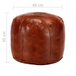 Pouf 40 x 35 cm Brun roux Cuir véritable de chèvre
