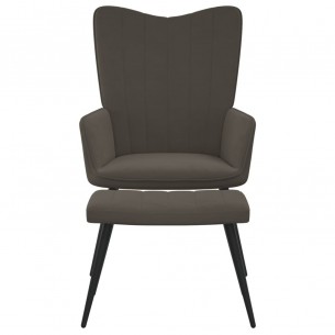 Chaise de relaxation avec repose-pied Gris foncé Velours