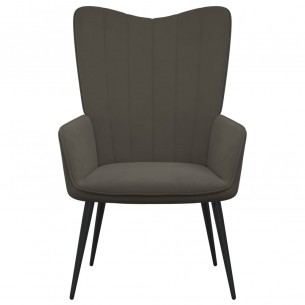 Chaise de relaxation avec repose-pied Gris foncé Velours