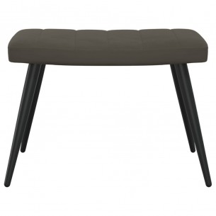 Chaise de relaxation avec repose-pied Gris foncé Velours