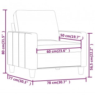 Fauteuil Gris 60 cm Similicuir