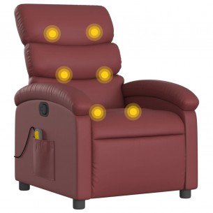 Fauteuil de massage inclinable Rouge bordeaux Similicuir