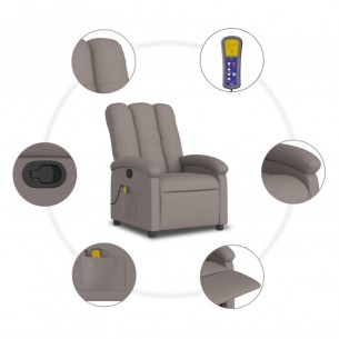 Fauteuil de massage inclinable Taupe Tissu