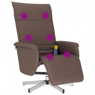 Fauteuil inclinable de massage repose-pieds marron similicuir