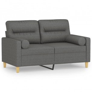 Canapé 2 places avec oreillers gris foncé 120 cm tissu