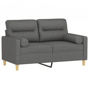 Canapé 2 places avec oreillers gris foncé 120 cm tissu
