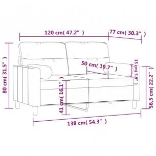 Canapé 2 places avec oreillers gris foncé 120 cm tissu