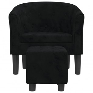 Fauteuil cabriolet avec repose-pied noir velours