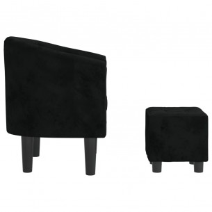 Fauteuil cabriolet avec repose-pied noir velours