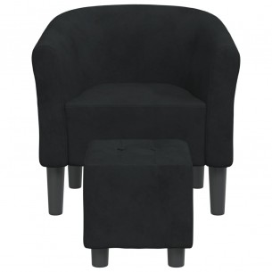 Fauteuil cabriolet avec repose-pied noir velours
