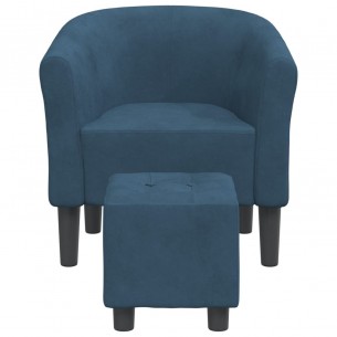 Fauteuil cabriolet avec repose-pied bleu foncé velours