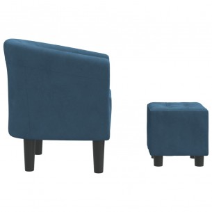 Fauteuil cabriolet avec repose-pied bleu foncé velours