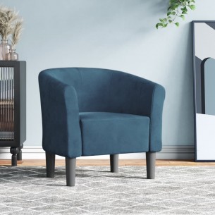 Fauteuil cabriolet bleu foncé velours