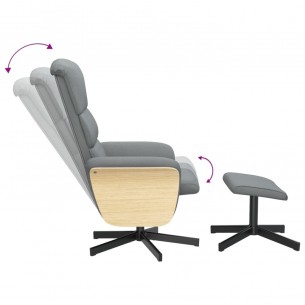 Fauteuil inclinable avec repose-pied gris clair tissu