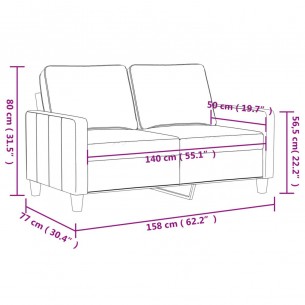 Canapé à 2 places Rouge bordeaux 140 cm Tissu