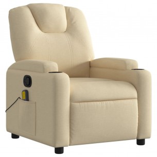 Fauteuil de massage inclinable Crème Tissu