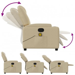 Fauteuil de massage inclinable Crème Tissu