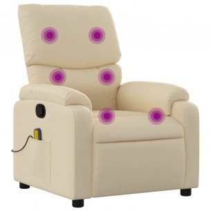 Fauteuil de massage inclinable Crème Tissu