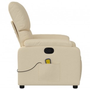 Fauteuil de massage inclinable Crème Tissu