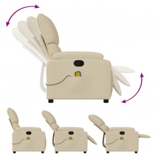 Fauteuil de massage inclinable Crème Tissu