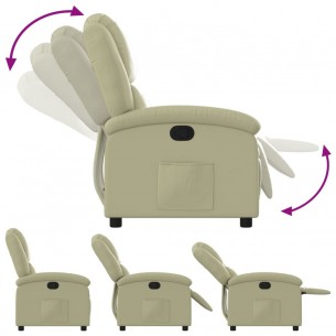 Fauteuil inclinable crème cuir véritable