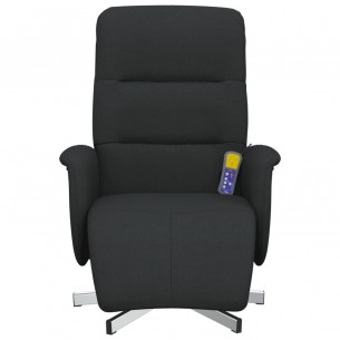 Fauteuil inclinable de massage avec repose-pieds noir tissu