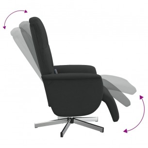 Fauteuil inclinable de massage avec repose-pieds noir tissu