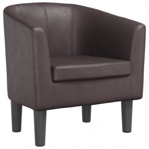 Fauteuil cabriolet marron similicuir