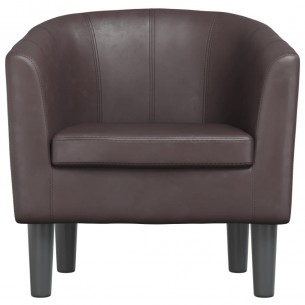 Fauteuil cabriolet marron similicuir