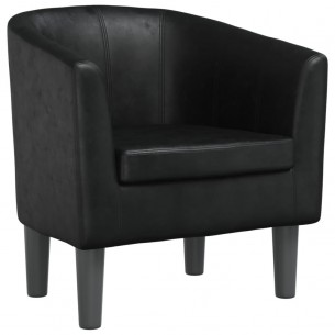 Fauteuil cabriolet noir similicuir