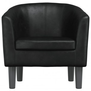 Fauteuil cabriolet noir similicuir