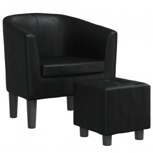 Fauteuil cabriolet avec repose-pied noir similicuir