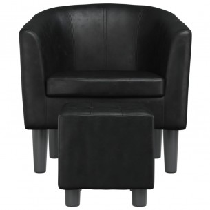 Fauteuil cabriolet avec repose-pied noir similicuir