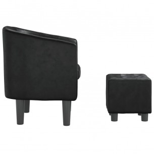 Fauteuil cabriolet avec repose-pied noir similicuir