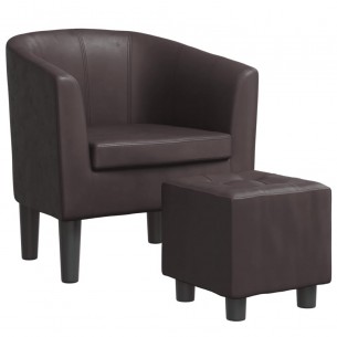 Fauteuil cabriolet avec repose-pied marron similicuir