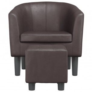 Fauteuil cabriolet avec repose-pied marron similicuir